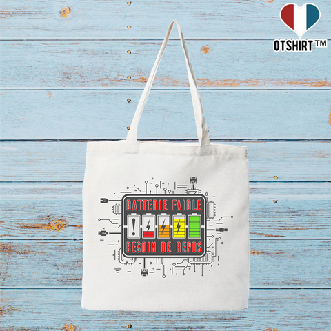 Tote bag coton recyclé batterie faible