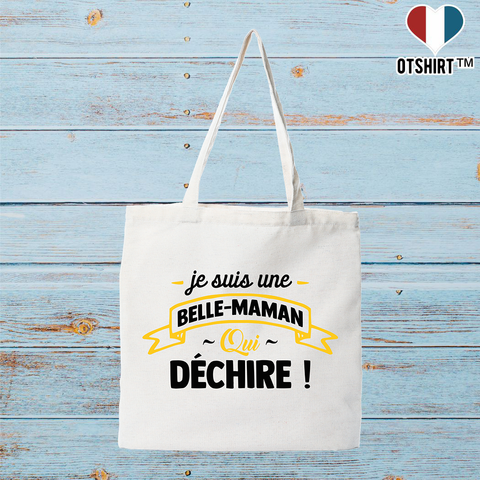 Tote bag coton recyclé belle maman qui déchire