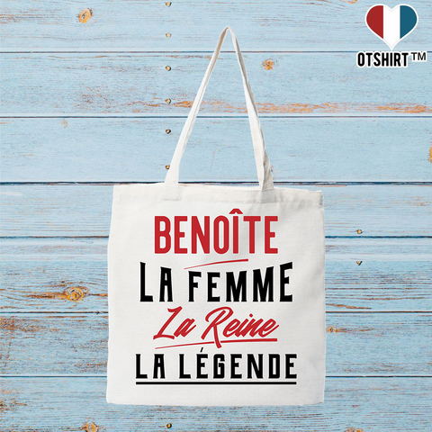 Tote bag coton recyclé benoîte la femme la reine la légende