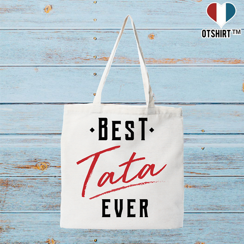 Tote bag coton recyclé best tata ever