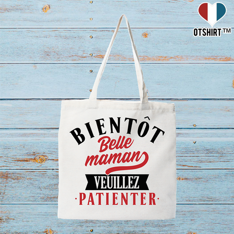 Tote bag coton recyclé bientôt belle maman