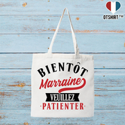Tote bag coton recyclé bientôt marraine