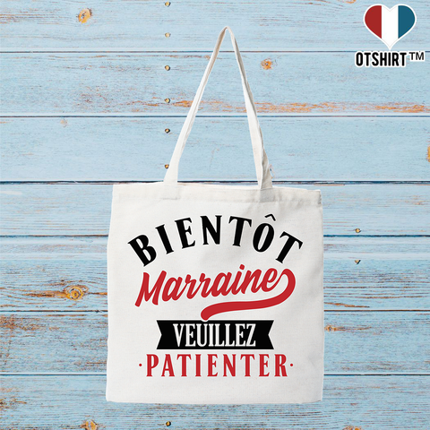 Tote bag coton recyclé bientôt marraine
