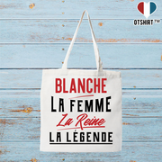 Tote bag coton recyclé blanche la femme la reine la légende