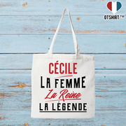 Tote bag coton recyclé cécile la femme la reine la légende