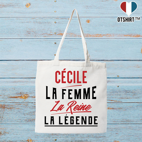 Tote bag coton recyclé cécile la femme la reine la légende