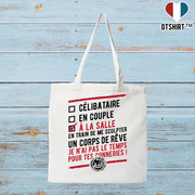 Tote bag coton recyclé célibataire à la salle