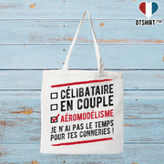 Tote bag coton recyclé célibataire en couple aéromodélisme