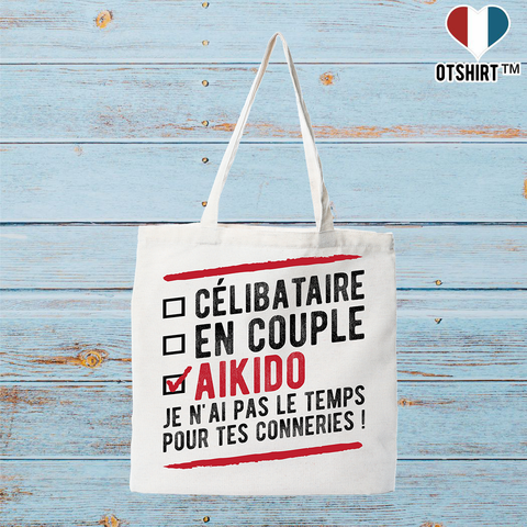 Tote bag coton recyclé célibataire en couple aïkido