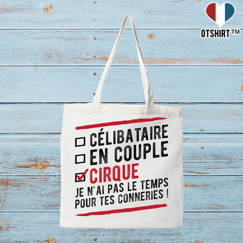 Tote bag coton recyclé célibataire en couple cirque