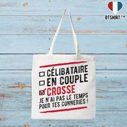 Tote bag coton recyclé célibataire en couple crosse