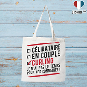 Tote bag coton recyclé célibataire en couple curling