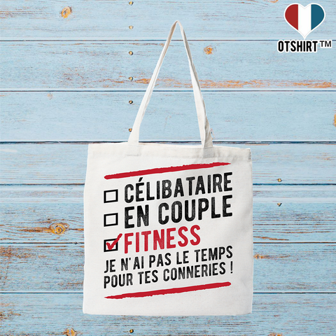 Tote bag coton recyclé célibataire en couple fitness