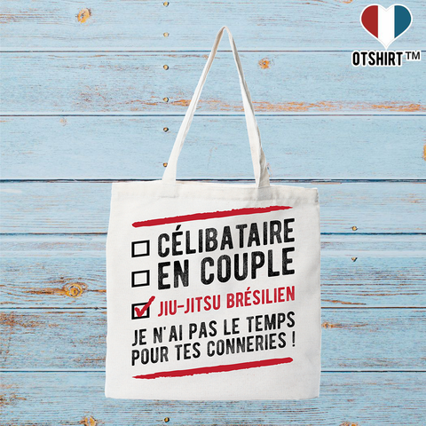 Tote bag coton recyclé célibataire en couple jiu-jitsu brésilien
