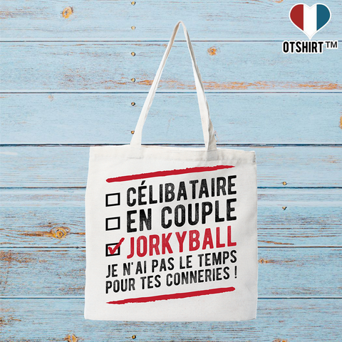 Tote bag coton recyclé célibataire en couple jorkyball