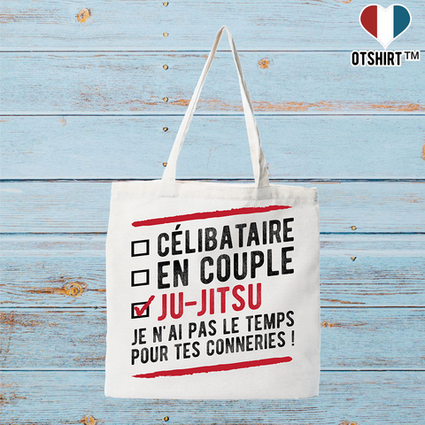 Tote bag coton recyclé célibataire en couple ju-jitsu