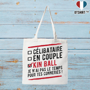 Tote bag coton recyclé célibataire en couple kinball