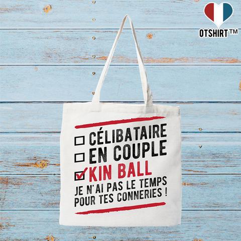 Tote bag coton recyclé célibataire en couple kinball