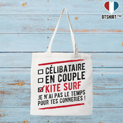 Tote bag coton recyclé célibataire en couple kite surf