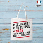 Tote bag coton recyclé célibataire en couple nage