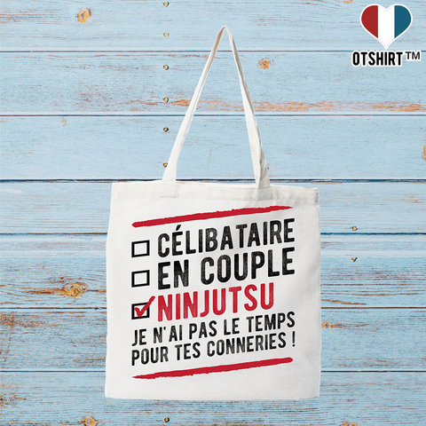 Tote bag coton recyclé célibataire en couple ninjutsu