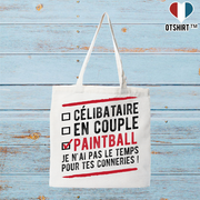 Tote bag coton recyclé célibataire en couple paintball