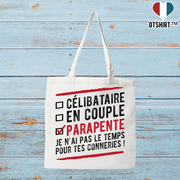 Tote bag coton recyclé célibataire en couple parapente