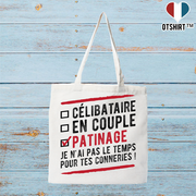 Tote bag coton recyclé célibataire en couple patinage