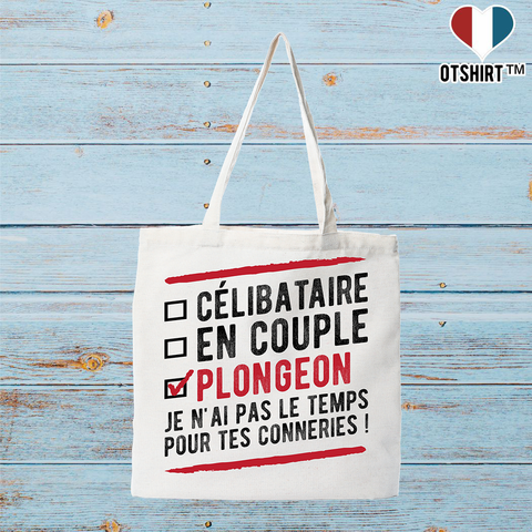 Tote bag coton recyclé célibataire en couple plongeon