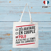 Tote bag coton recyclé célibataire en couple polo