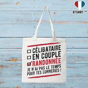 Tote bag coton recyclé célibataire en couple randonnée