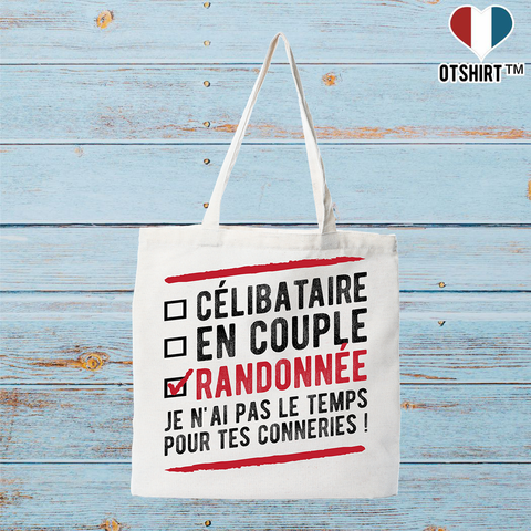 Tote bag coton recyclé célibataire en couple randonnée