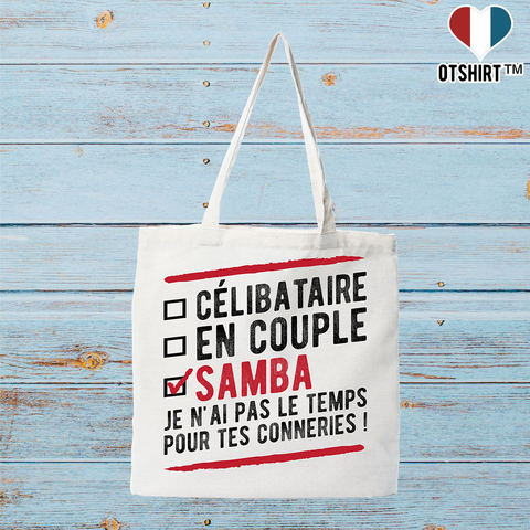 Tote bag coton recyclé célibataire en couple samba