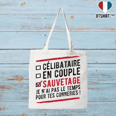 Tote bag coton recyclé célibataire en couple sauvetage