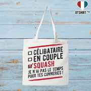 Tote bag coton recyclé célibataire en couple squash