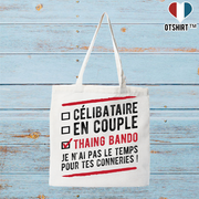 Tote bag coton recyclé célibataire en couple thaing bando