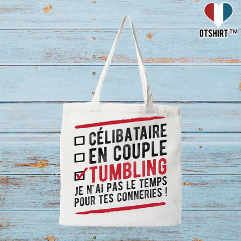 Tote bag coton recyclé célibataire en couple tumbling