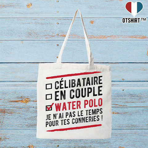 Tote bag coton recyclé célibataire en couple water polo