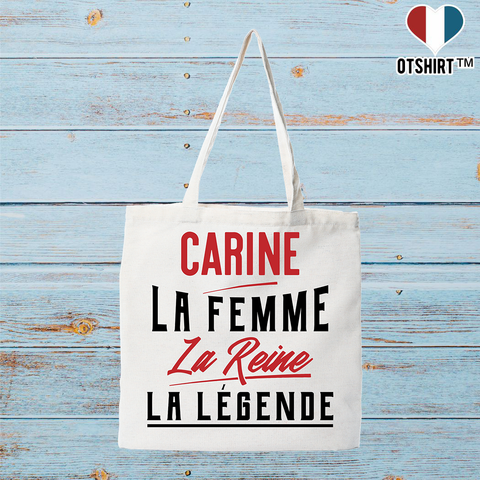 Tote bag coton recyclé carine la femme la reine la légende