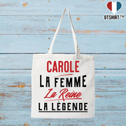 Tote bag coton recyclé carole la femme la reine la légende