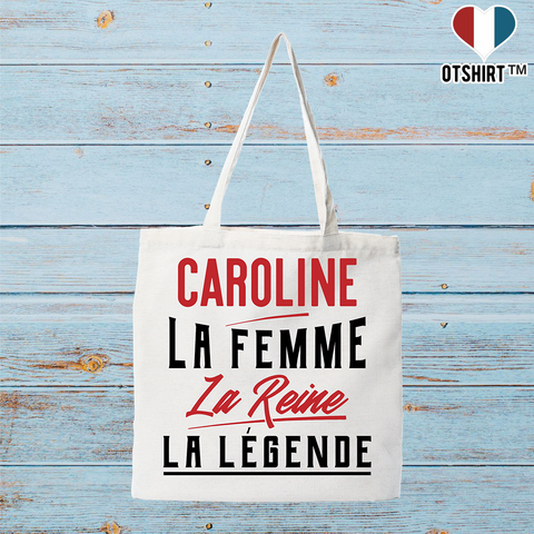 Tote bag coton recyclé caroline la femme la reine la légende