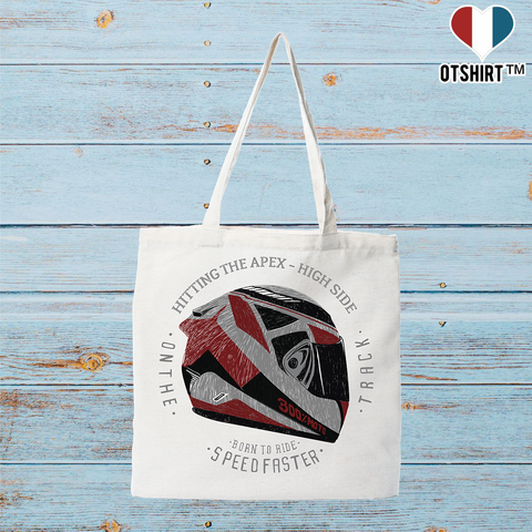 Tote bag coton recyclé casque moto gp