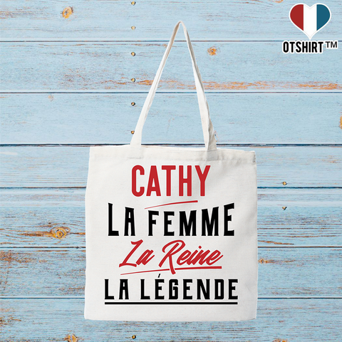 Tote bag coton recyclé cathy la femme la reine la légende