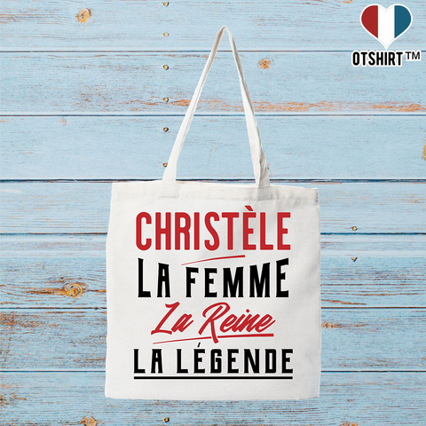 Tote bag coton recyclé christèle la femme la reine la légende