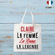 Tote bag coton recyclé claire la femme la reine la légende