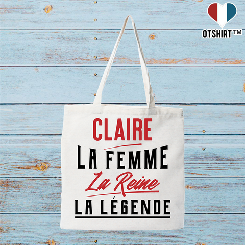Tote bag coton recyclé claire la femme la reine la légende