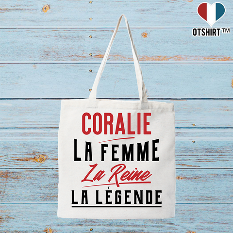 Tote bag coton recyclé coralie la femme la reine la légende