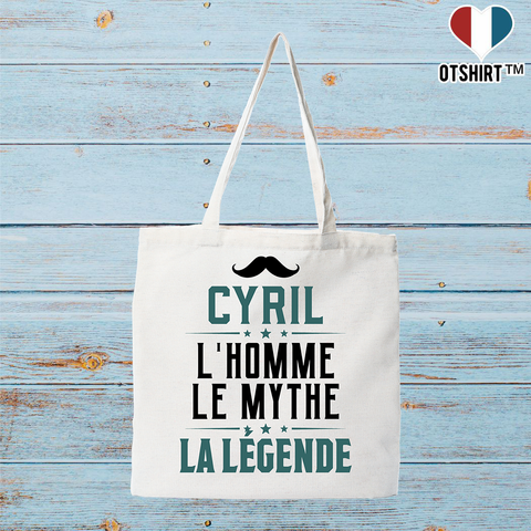 Tote bag coton recyclé cyril l'homme le mythe la légende