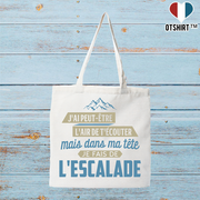 Tote bag coton recyclé dans ma tête escalade