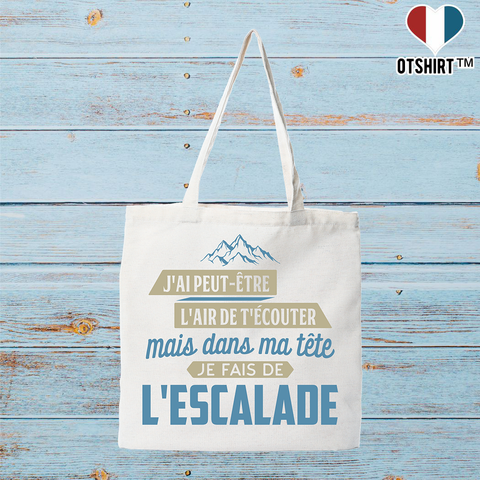 Tote bag coton recyclé dans ma tête escalade